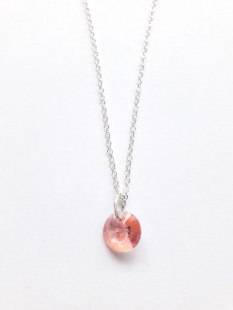 collier swarovski cristal rose argent femme élégant fin