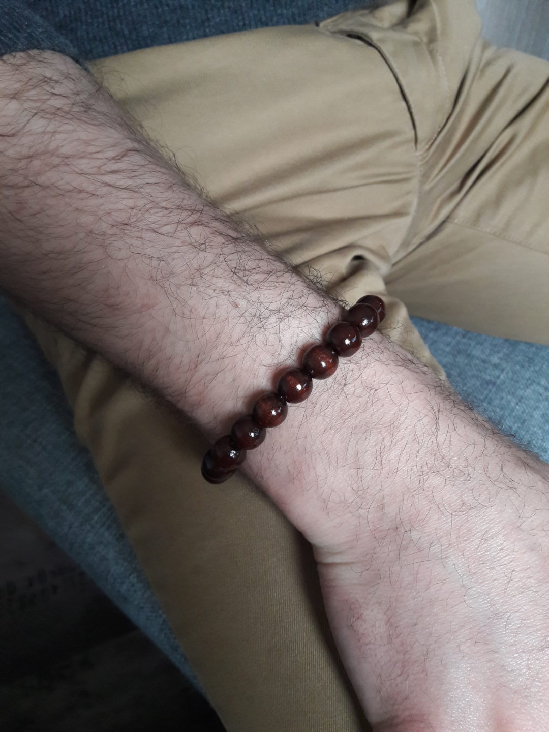 bracelet homme perles bois marron bijoux cadeau acier