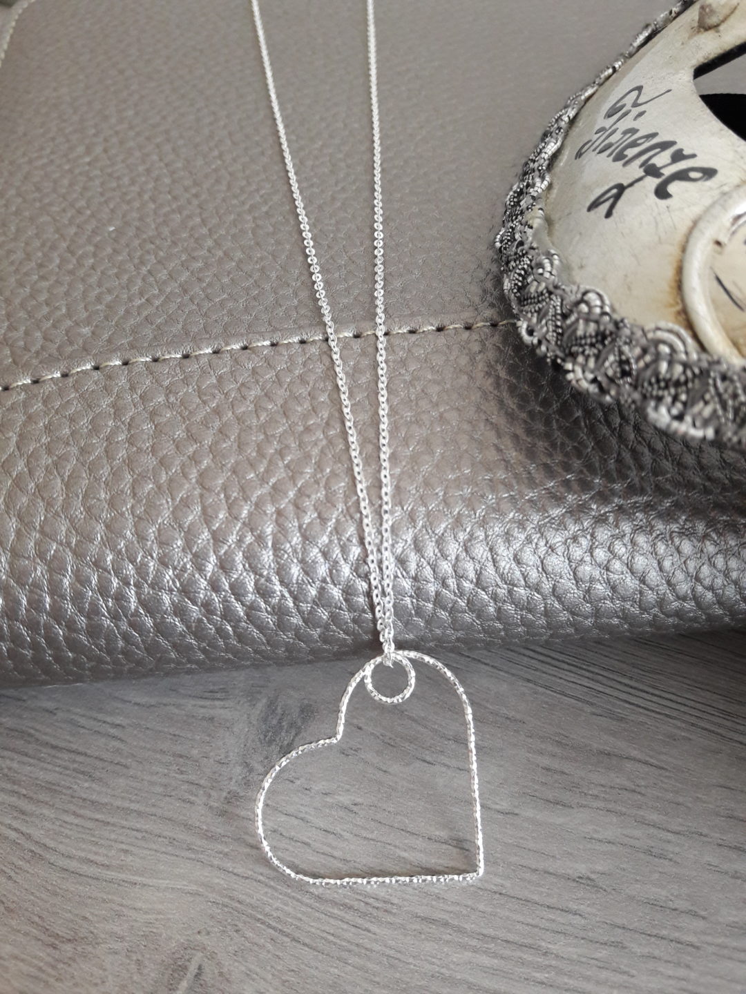 collier argent coeur bijoux cadeau femme effet diamanté fin élégant