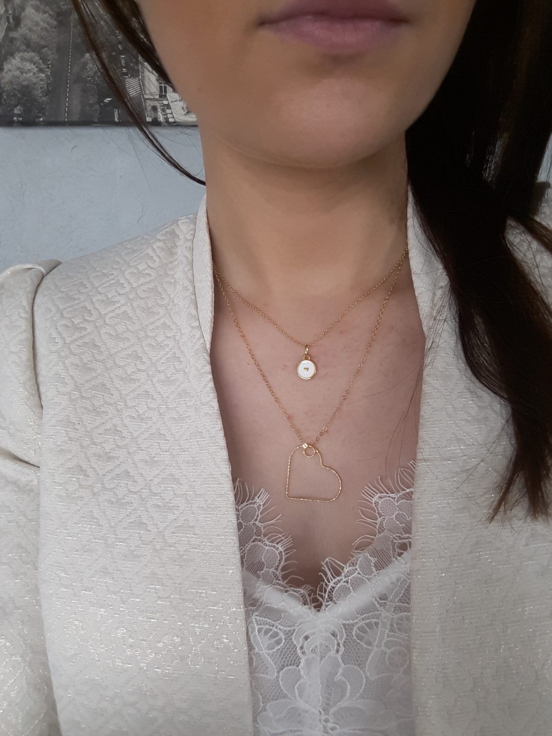 collier doré coeur effet diamanté bijoux femme cadeau fin élégant