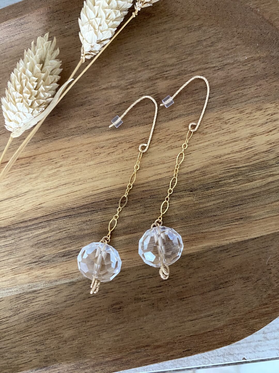 boucles-oreilles-gold-filled-or-dore-pendantes-crochets-diamante-chaine-pierre-verre-perle-cristal-facette-transparent-bijoux-cadeaux-femme